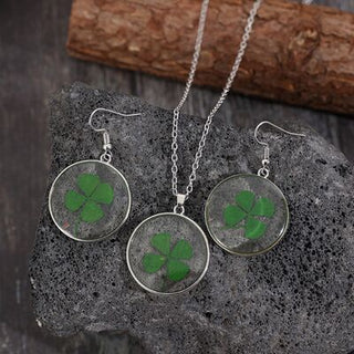 Shop Lucky Clover Alloy Acrylic Earrings and Necklace Jewelry Set Now On Klozey Store - Trendy U.S. Premium Women Apparel & Accessories And Be Up-To-Fashion!