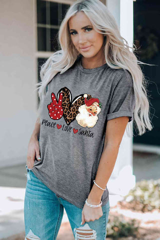 Shop PEACE LOVE SANTA Graphic T-Shirt Now On Klozey Store - Trendy U.S. Premium Women Apparel & Accessories And Be Up-To-Fashion!