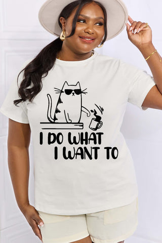 Shop Simply Love Full Size I DO WHAT I WANT TO Graphic Cotton Tee Now On Klozey Store - Trendy U.S. Premium Women Apparel & Accessories And Be Up-To-Fashion!