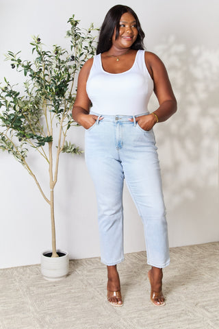 Shop BAYEAS Full Size High Waist Straight Jeans Now On Klozey Store - Trendy U.S. Premium Women Apparel & Accessories And Be Up-To-Fashion!