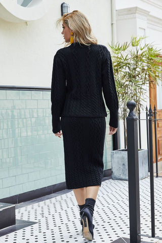 Shop Mixed Knit V-Neck Cardigan and Knit Skirt Set Now On Klozey Store - Trendy U.S. Premium Women Apparel & Accessories And Be Up-To-Fashion!