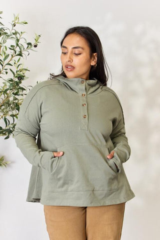 Shop Culture Code Full Size Half Button Hoodie Now On Klozey Store - Trendy U.S. Premium Women Apparel & Accessories And Be Up-To-Fashion!