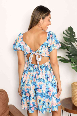 Shop Double Take Floral Square Neck Puff Sleeve Dress Now On Klozey Store - Trendy U.S. Premium Women Apparel & Accessories And Be Up-To-Fashion!
