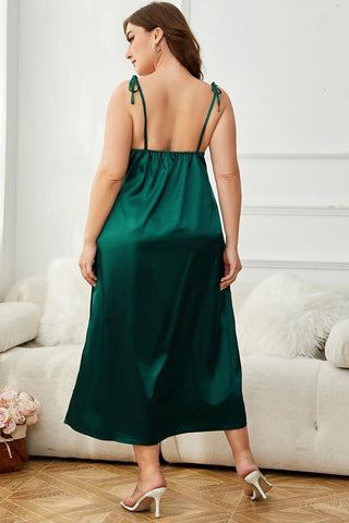 Shop Plus Size Tie-Shoulder Midi Night Dress Now On Klozey Store - Trendy U.S. Premium Women Apparel & Accessories And Be Up-To-Fashion!