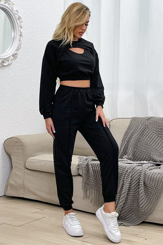 Shop Cut Out Crop Top and Joggers Set Now On Klozey Store - Trendy U.S. Premium Women Apparel & Accessories And Be Up-To-Fashion!