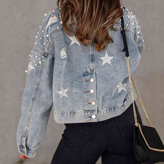 Shop Bead Detail Denim Jacket Now On Klozey Store - Trendy U.S. Premium Women Apparel & Accessories And Be Up-To-Fashion!