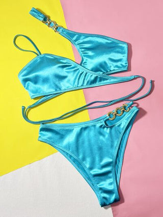 Shop Chain Detail Crisscross Bikini Set Now On Klozey Store - Trendy U.S. Premium Women Apparel & Accessories And Be Up-To-Fashion!