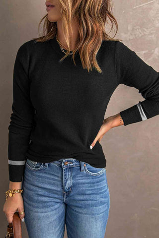 Shop Round Neck Long Sleeve Knit Top Now On Klozey Store - Trendy U.S. Premium Women Apparel & Accessories And Be Up-To-Fashion!
