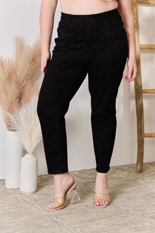 Shop Judy Blue Full Size Rhinestone Embellished Slim Jeans Now On Klozey Store - Trendy U.S. Premium Women Apparel & Accessories And Be Up-To-Fashion!