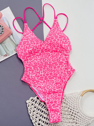 Shop Leopard Plunge Spaghetti Strap One-Piece Swimwear Now On Klozey Store - Trendy U.S. Premium Women Apparel & Accessories And Be Up-To-Fashion!