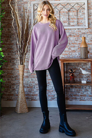 Shop Heimish Full Size Round Neck Dropped Shoulder Blouse Now On Klozey Store - Trendy U.S. Premium Women Apparel & Accessories And Be Up-To-Fashion!