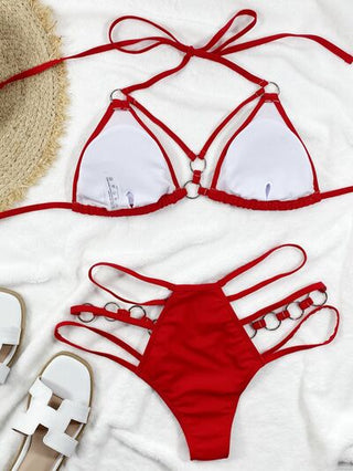 Shop Cutout Halter Neck Two-Piece Bikini Set Now On Klozey Store - Trendy U.S. Premium Women Apparel & Accessories And Be Up-To-Fashion!