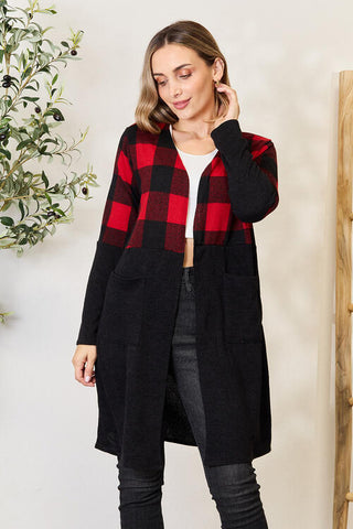 Shop Heimish Full Size Plaid Open Front Cardigan Now On Klozey Store - Trendy U.S. Premium Women Apparel & Accessories And Be Up-To-Fashion!