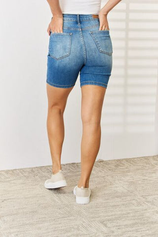 Shop Judy Blue Full Size Tummy Control Double Button Bermuda Denim Shorts Now On Klozey Store - Trendy U.S. Premium Women Apparel & Accessories And Be Up-To-Fashion!