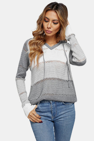 Shop Full Size Color Block Knitted Hoodie Now On Klozey Store - Trendy U.S. Premium Women Apparel & Accessories And Be Up-To-Fashion!