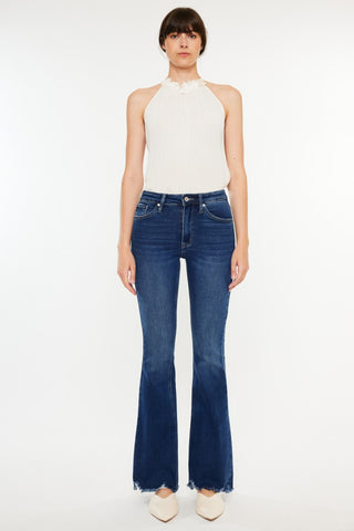 Shop Kancan Cat's Whiskers Raw Hem Flare Jeans Now On Klozey Store - Trendy U.S. Premium Women Apparel & Accessories And Be Up-To-Fashion!
