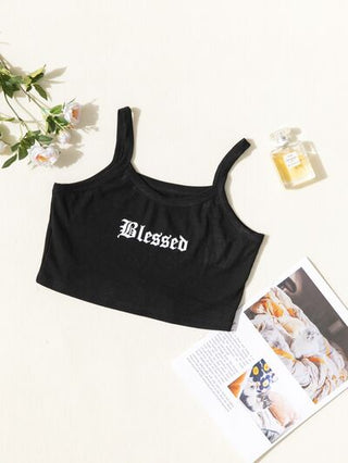 Shop BLESSED Spaghetti Strap Cami Now On Klozey Store - Trendy U.S. Premium Women Apparel & Accessories And Be Up-To-Fashion!