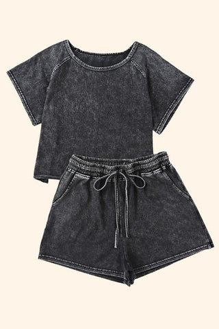 Shop Heathered Round Neck Top and Shorts Lounge Set Now On Klozey Store - Trendy U.S. Premium Women Apparel & Accessories And Be Up-To-Fashion!