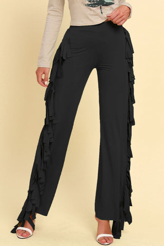 Shop Fringe Trim Wide Leg Pants Now On Klozey Store - Trendy U.S. Premium Women Apparel & Accessories And Be Up-To-Fashion!