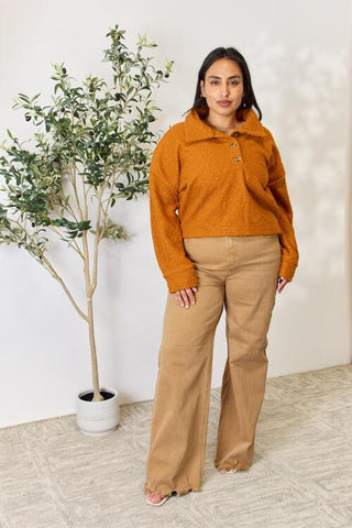 Shop Culture Code Full Size Half Button Turtleneck Sweatshirt Now On Klozey Store - Trendy U.S. Premium Women Apparel & Accessories And Be Up-To-Fashion!