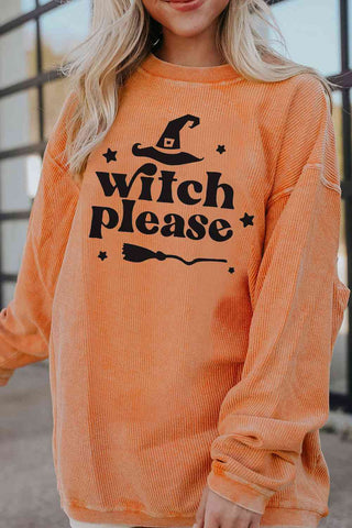 Shop WITCH PLEASE Graphic Dropped Shoulder Sweatshirt Now On Klozey Store - Trendy U.S. Premium Women Apparel & Accessories And Be Up-To-Fashion!