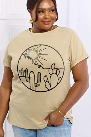 Shop Simply Love Full Size Desert Graphic Cotton Tee Now On Klozey Store - Trendy U.S. Premium Women Apparel & Accessories And Be Up-To-Fashion!