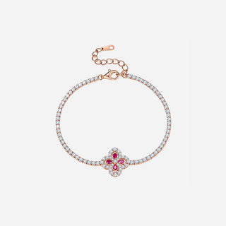 Shop Lab-Grown Ruby 925 Sterling Silver Flower Shape Bracelet Now On Klozey Store - Trendy U.S. Premium Women Apparel & Accessories And Be Up-To-Fashion!