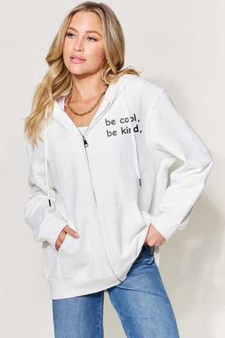 Shop Simply Love Full Size Letter Graphic Zip Up Hoodie Now On Klozey Store - Trendy U.S. Premium Women Apparel & Accessories And Be Up-To-Fashion!
