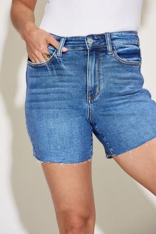 Shop Judy Blue Full Size High Waist Slim Denim Shorts Now On Klozey Store - Trendy U.S. Premium Women Apparel & Accessories And Be Up-To-Fashion!