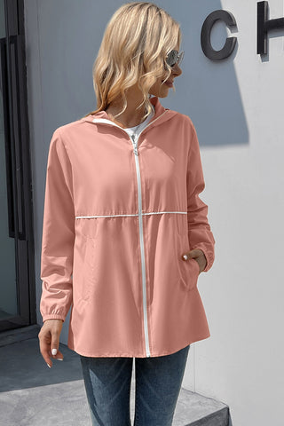 Shop Zip Up Long Sleeve Hooded Watertight Jacket Now On Klozey Store - Trendy U.S. Premium Women Apparel & Accessories And Be Up-To-Fashion!