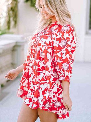 Shop Floral Print Notched Neck Mini Dress Now On Klozey Store - Trendy U.S. Premium Women Apparel & Accessories And Be Up-To-Fashion!