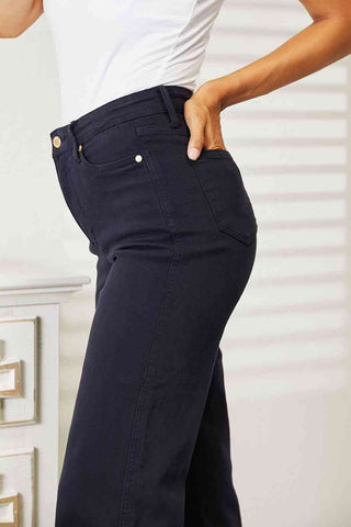 Shop Judy Blue Full Size High Waist Tummy Control Garment Dyed Wide Cropped Jeans Now On Klozey Store - Trendy U.S. Premium Women Apparel & Accessories And Be Up-To-Fashion!
