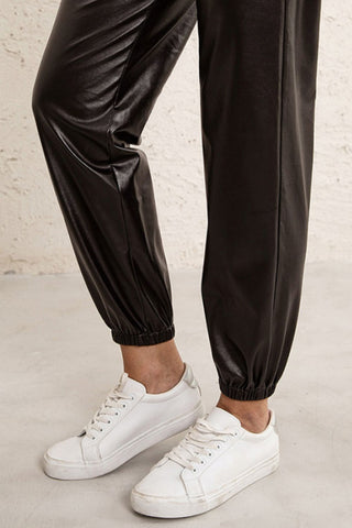 Shop Elastic Waist PU Leather Joggers Now On Klozey Store - Trendy U.S. Premium Women Apparel & Accessories And Be Up-To-Fashion!