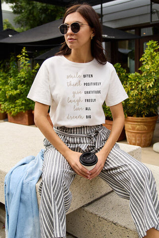 Shop Simply Love Full Size Letter Graphic Short Sleeve T-Shirt Now On Klozey Store - Trendy U.S. Premium Women Apparel & Accessories And Be Up-To-Fashion!