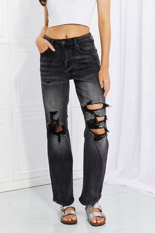 Shop RISEN Full Size Lois Distressed Loose Fit Jeans Now On Klozey Store - Trendy U.S. Premium Women Apparel & Accessories And Be Up-To-Fashion!