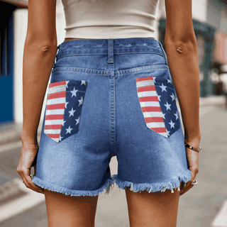 Shop US Flag Distressed Denim Shorts Now On Klozey Store - Trendy U.S. Premium Women Apparel & Accessories And Be Up-To-Fashion!
