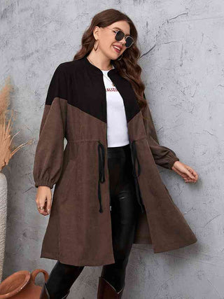 Shop Two-Tone Dropped Shoulder Trench Coat Now On Klozey Store - Trendy U.S. Premium Women Apparel & Accessories And Be Up-To-Fashion!