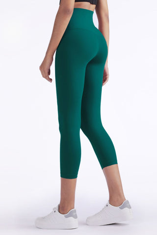 Shop Feel Like Skin Elastic Waistband Cropped Yoga Leggings Now On Klozey Store - Trendy U.S. Premium Women Apparel & Accessories And Be Up-To-Fashion!