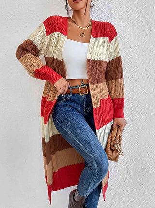 Shop Color Block Open Front Longline Cardigan Now On Klozey Store - Trendy U.S. Premium Women Apparel & Accessories And Be Up-To-Fashion!