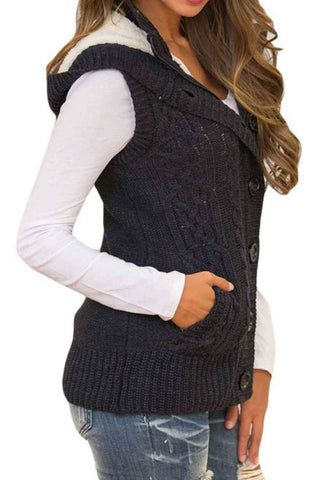 Shop Button and Zip Closure Hooded Sweater Vest Now On Klozey Store - Trendy U.S. Premium Women Apparel & Accessories And Be Up-To-Fashion!