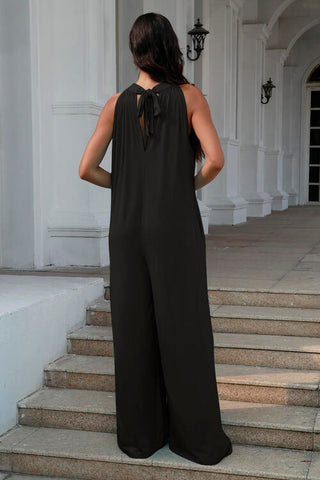Shop Double Take Full Size Tie Back Cutout Sleeveless Jumpsuit Now On Klozey Store - Trendy U.S. Premium Women Apparel & Accessories And Be Up-To-Fashion!