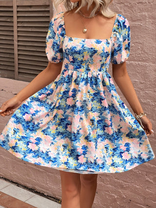Shop Floral Square Neck Puff Sleeve Dress Now On Klozey Store - Trendy U.S. Premium Women Apparel & Accessories And Be Up-To-Fashion!