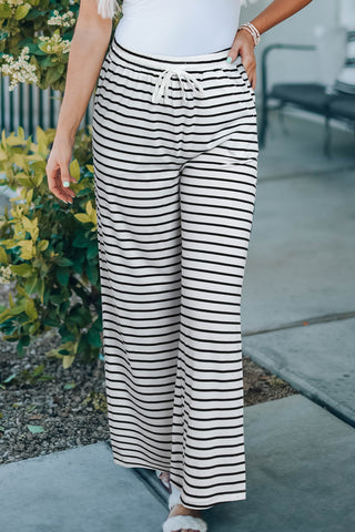 Shop Striped Drawstring Waist Wide Leg Pants Now On Klozey Store - Trendy U.S. Premium Women Apparel & Accessories And Be Up-To-Fashion!
