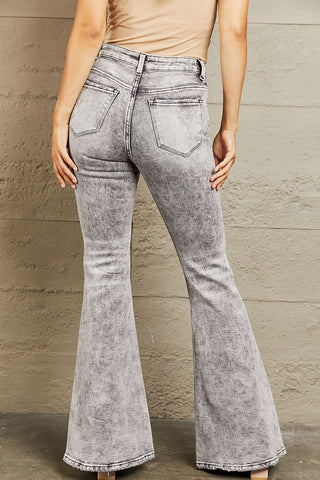 Shop BAYEAS High Waisted Acid Wash Flare Jeans Now On Klozey Store - Trendy U.S. Premium Women Apparel & Accessories And Be Up-To-Fashion!