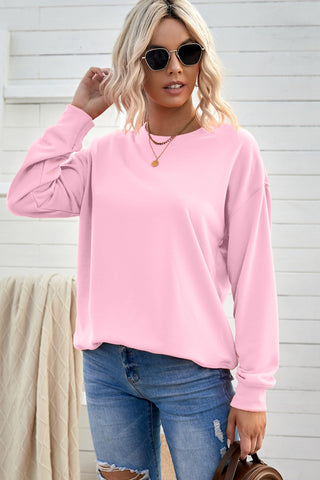 Shop Drop Shoulder Ribbed Trim Sweatshirt Now On Klozey Store - Trendy U.S. Premium Women Apparel & Accessories And Be Up-To-Fashion!