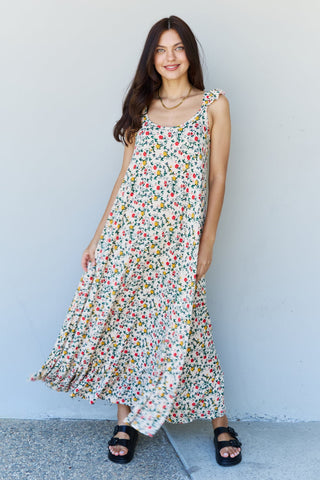 Shop Doublju In The Garden Ruffle Floral Maxi Dress in Natural Rose Now On Klozey Store - Trendy U.S. Premium Women Apparel & Accessories And Be Up-To-Fashion!