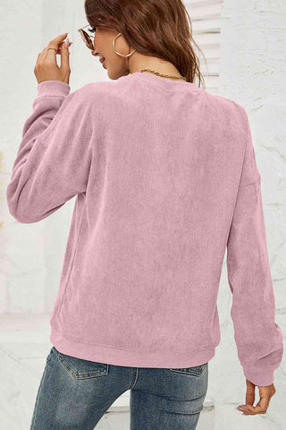 Shop Dropped Shoulder Round Neck Sweatshirt Now On Klozey Store - Trendy U.S. Premium Women Apparel & Accessories And Be Up-To-Fashion!