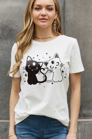 Shop Simply Love Full Size Cats Graphic Cotton Tee Now On Klozey Store - Trendy U.S. Premium Women Apparel & Accessories And Be Up-To-Fashion!
