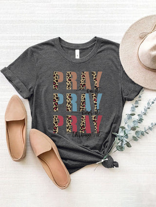 Shop Letter Graphic Round Neck Short Sleeve T-Shirt Now On Klozey Store - Trendy U.S. Premium Women Apparel & Accessories And Be Up-To-Fashion!