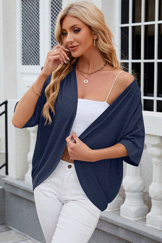 Shop Eyelet Open Front Half Sleeve Cardigan Now On Klozey Store - Trendy U.S. Premium Women Apparel & Accessories And Be Up-To-Fashion!